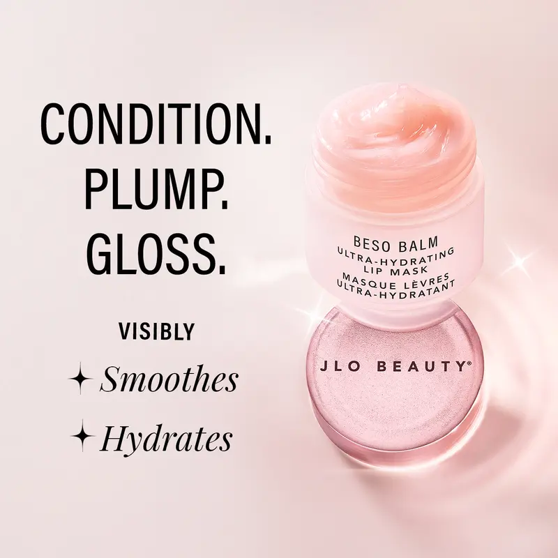 JLO BEAUTY Overnight Lip Mask - Beso Balm Hydrating Lip Treatment & Gloss, Lip Balm for Dry Chapped Lips, Vanilla Flan, Single or 3-Pack