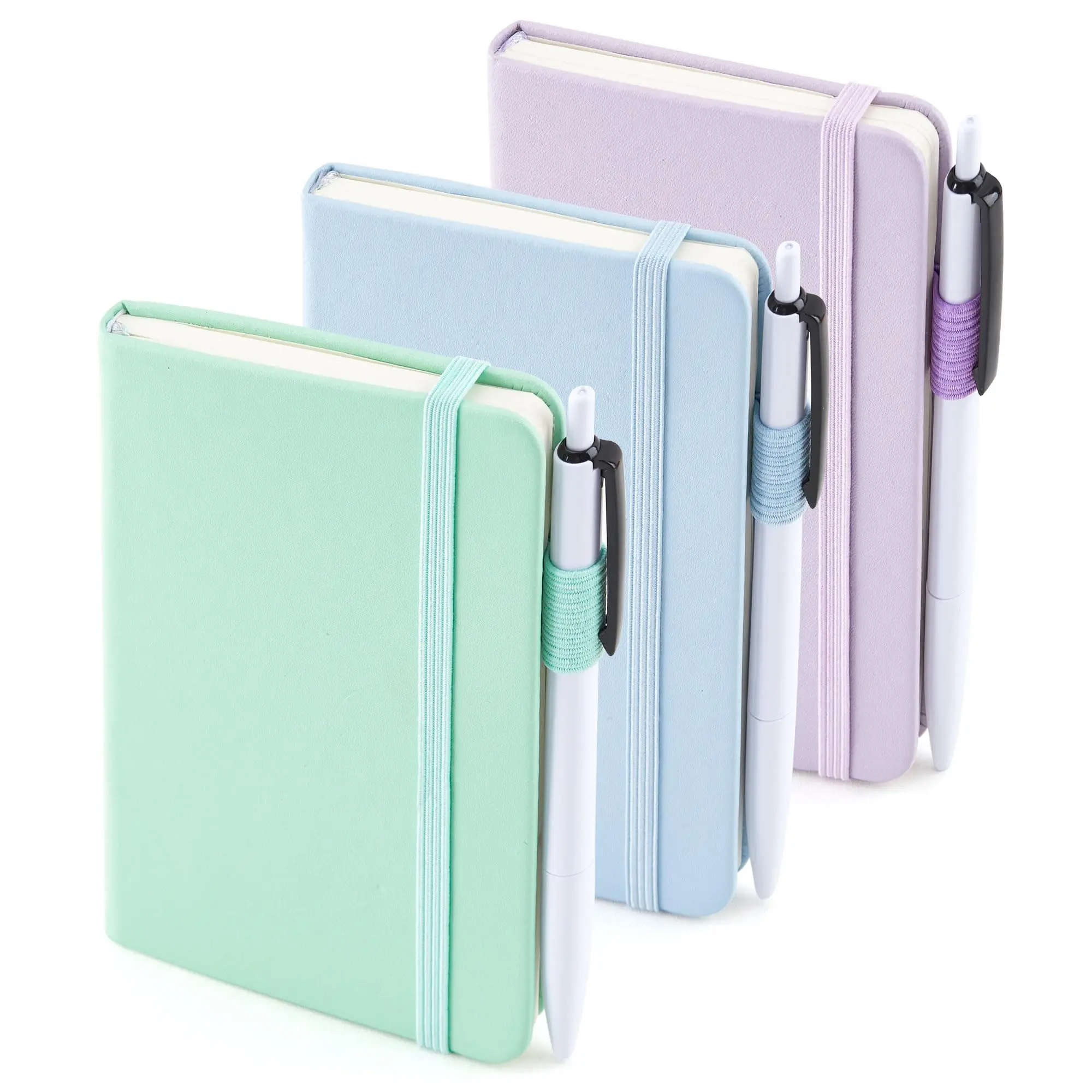 3 Pack Pocket Small Notebook Journals, Mini Cute Hardcover College Ruled Notepad Women Office Supplies, with 3 Black Pens, 3.5”x 5.5”, A6