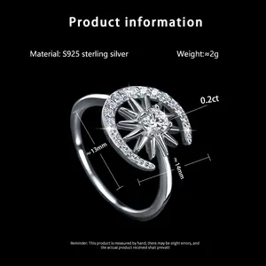 #97（Sun &  Moon）925 Sterling Silver Synthetic Moissanite Ring
