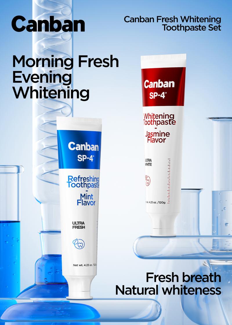 2026 New SP Series Canban Fluoride-Free Whitening Toothpaste Set Anti-Plaque Care Sensitive Repair Gentle Brightening Buy 1 Get 4