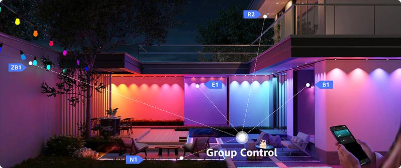 Lepro AI Permanent Outdoor Lights E1-60 100ft with 60 Triple-LED Smart RGBIC+Warm/Cool White Waterproof Lighting Themes APP Control Alexa Google Enabled