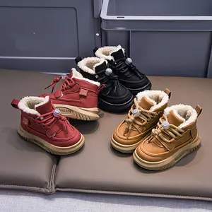 [1 Pair Cozy Ankle Boots] Vintage-Inspired Cozy Ankle Boots - 1 Pair Durable Non-Soles Boys & Girls |     Fall & Winter Casual Wear, Comfortable Midtop Laceup Footwear |     Lined