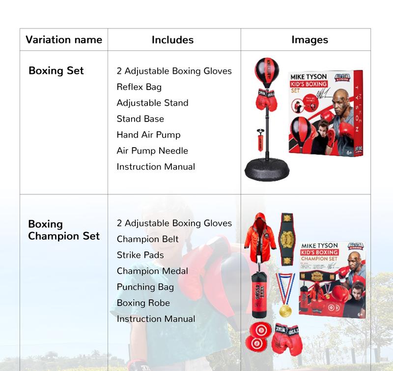 Mike Tyson Kids Boxing Set, Includes Boxing Bag with Stand for Kids, Fun and Engaging Training Gear