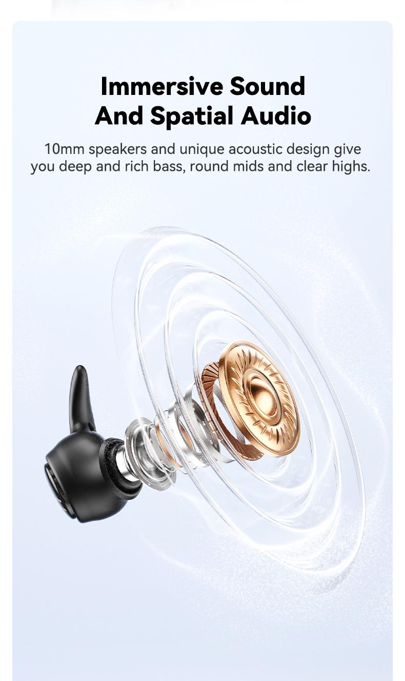 HTC NE76 Bluetooth Wireless Earbuds Sleep Earphones,Bluetooth 6.0,Noise-Canceling Earphones.Improves sleep quality,Zero pressure on the ears when sleeping on your side,Invisible flat-head earphones,Suitable for travel and side sleepers