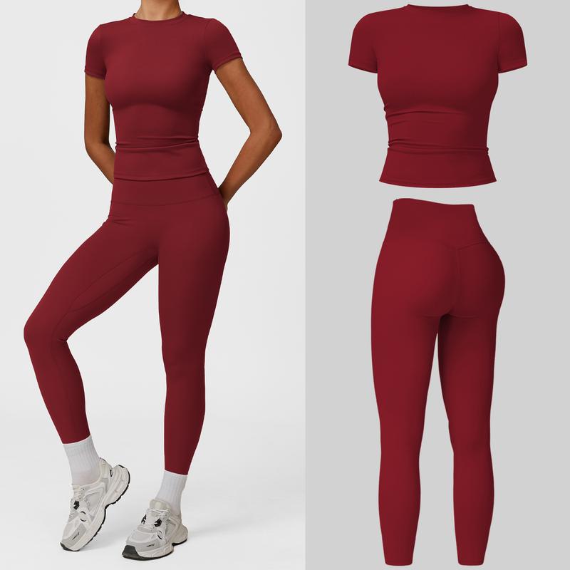 MFVIM 2-Piece Impact  Set for  Women's Long/Short Sleeve T-Shirt Tank Top +  Impact Shorts with Butt Lift, Seamless  Biker Shorts, Going Out  Set,  Clothing, Skinny Sports Apparel, Compression Activewear  Wear  Clothin gym fitness workout Yoga Bottoms