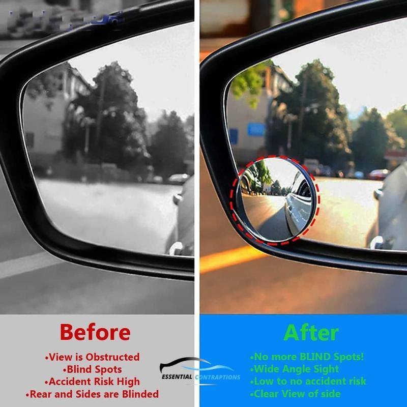 Blind Spot Car Mirror 2 Pack-2 Inch Round Rear View Convex Mirrors for Cars/SUVs/Motorcycles/Trucks/Trailers/Snowmobi les/Bicycles/RVs/Boats/Golf Carts with Rust Resistant Frame-HD Real Glass