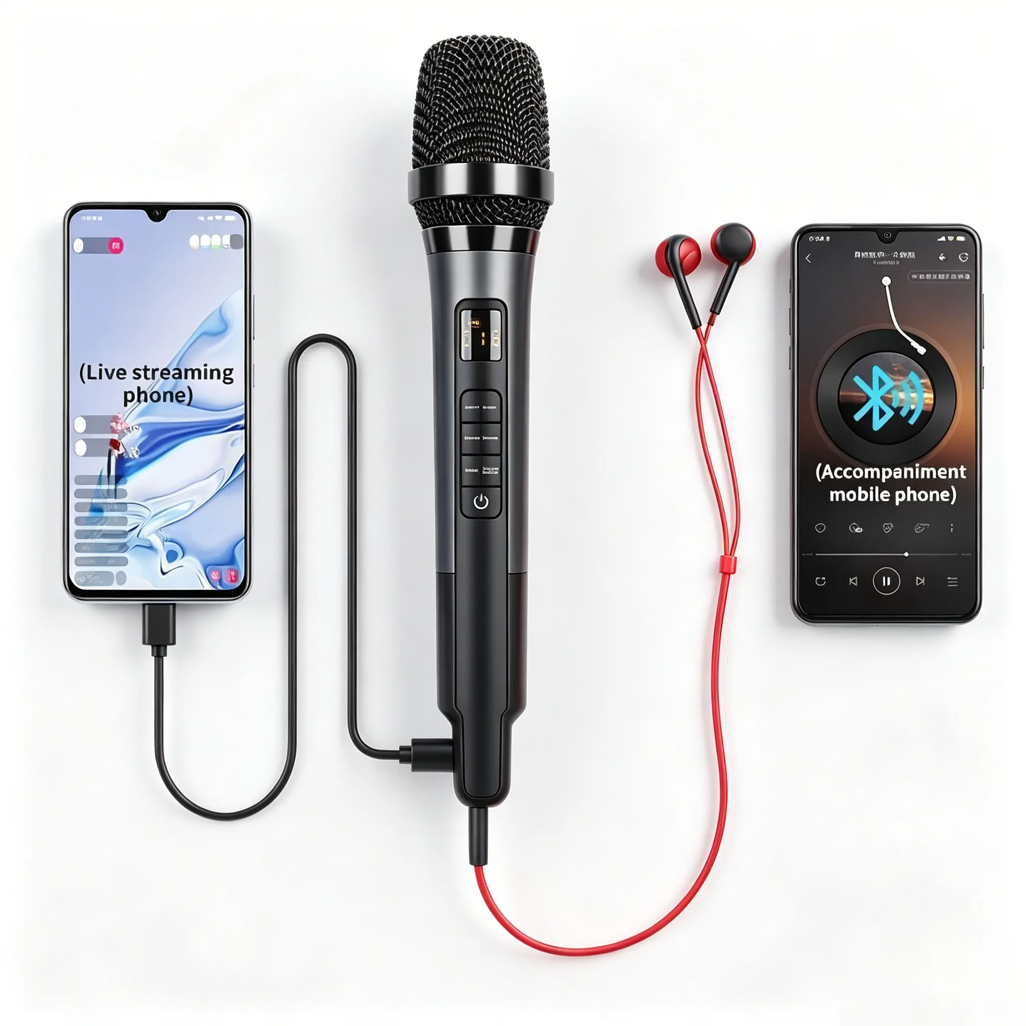 Songsim Outdoor Sound Card Microphone, Durable Metal Shell, Bluetooth-compatible Connection, Clear Audio Pickup, Ideal for Live Streaming