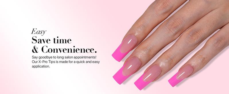 SXC Cosmetics X-Pro Tips French Tip Press On Nails - French Pink Edition Starter Kit