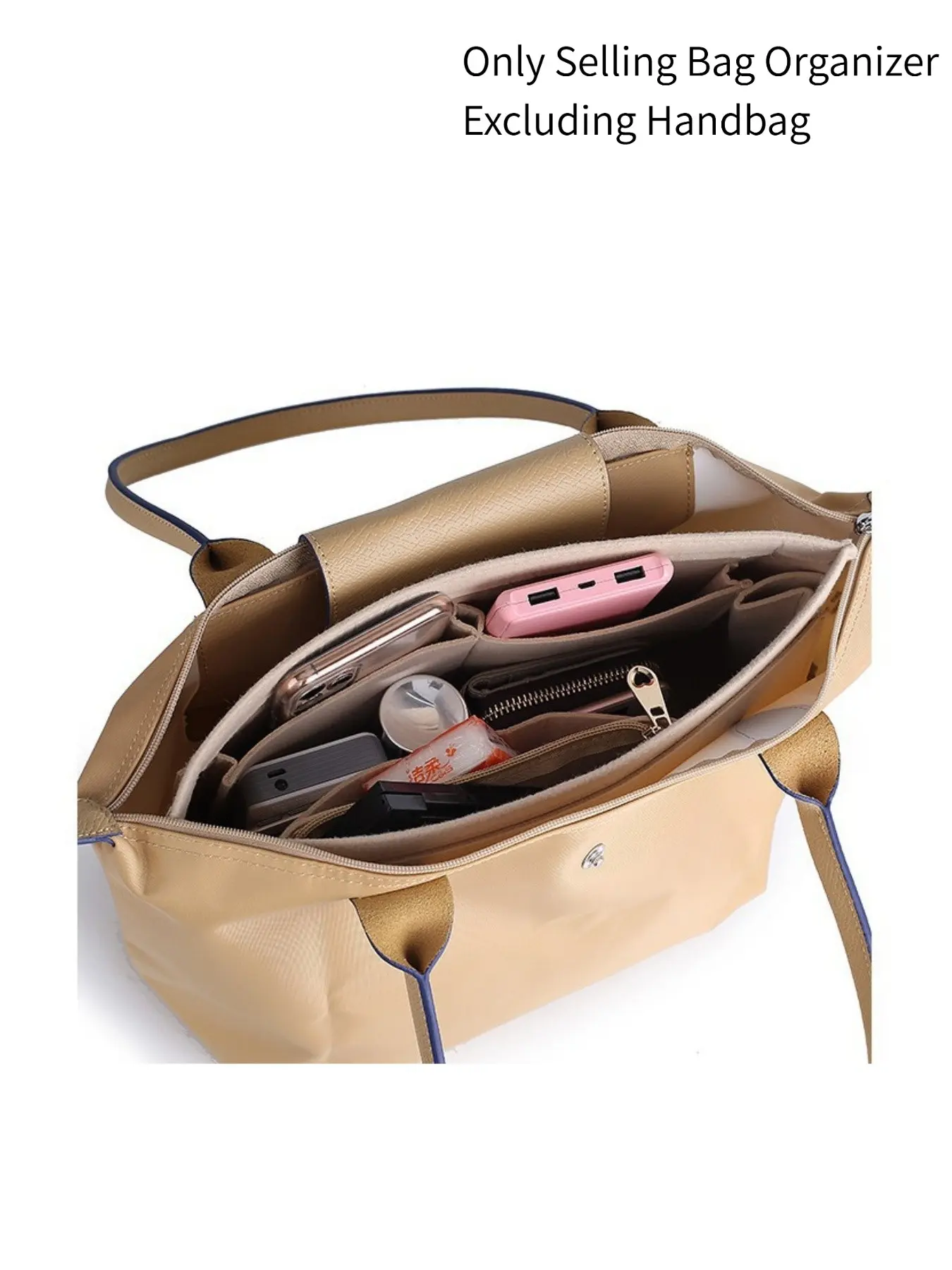 2026 Purse Organizer Compatible with Longchamp Handbags, Durable Travel Accessory, Purse Organization, Felt Handbag Organizer Insert with Multi-Pockets, Multiple Compartments, Large Capacity, Compartments, Easy Storage, Anti-Theft Zipper