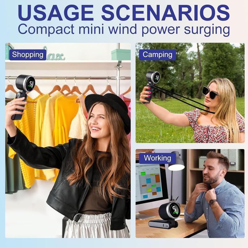 Portable Handheld Turbo Fan, 3 Gear Wind,4000mAh Battery Operated, Up to 10 Working Hours, 3 IN 1 Hand Fan Rechargeable with Air Turbo Tech Cooling Fan for Outdoor Activities, Travel, Working for