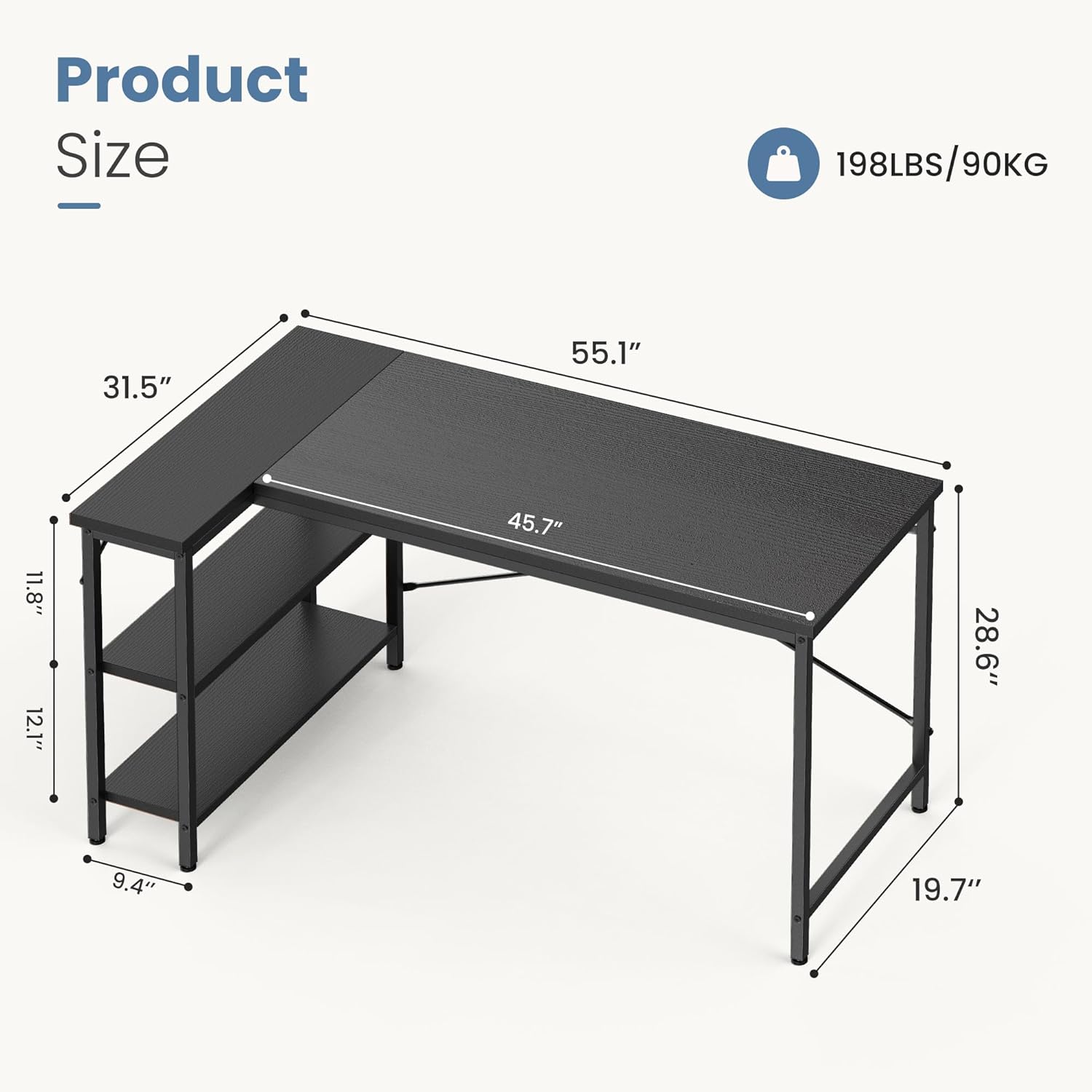L Shaped Gaming Desk 39"/47"/55" Reversible Corner PC Desk with 7-Tier Storage Shelves, Heavy Duty Computer Desk with X-Brace Support for Gaming Setup & Home Office