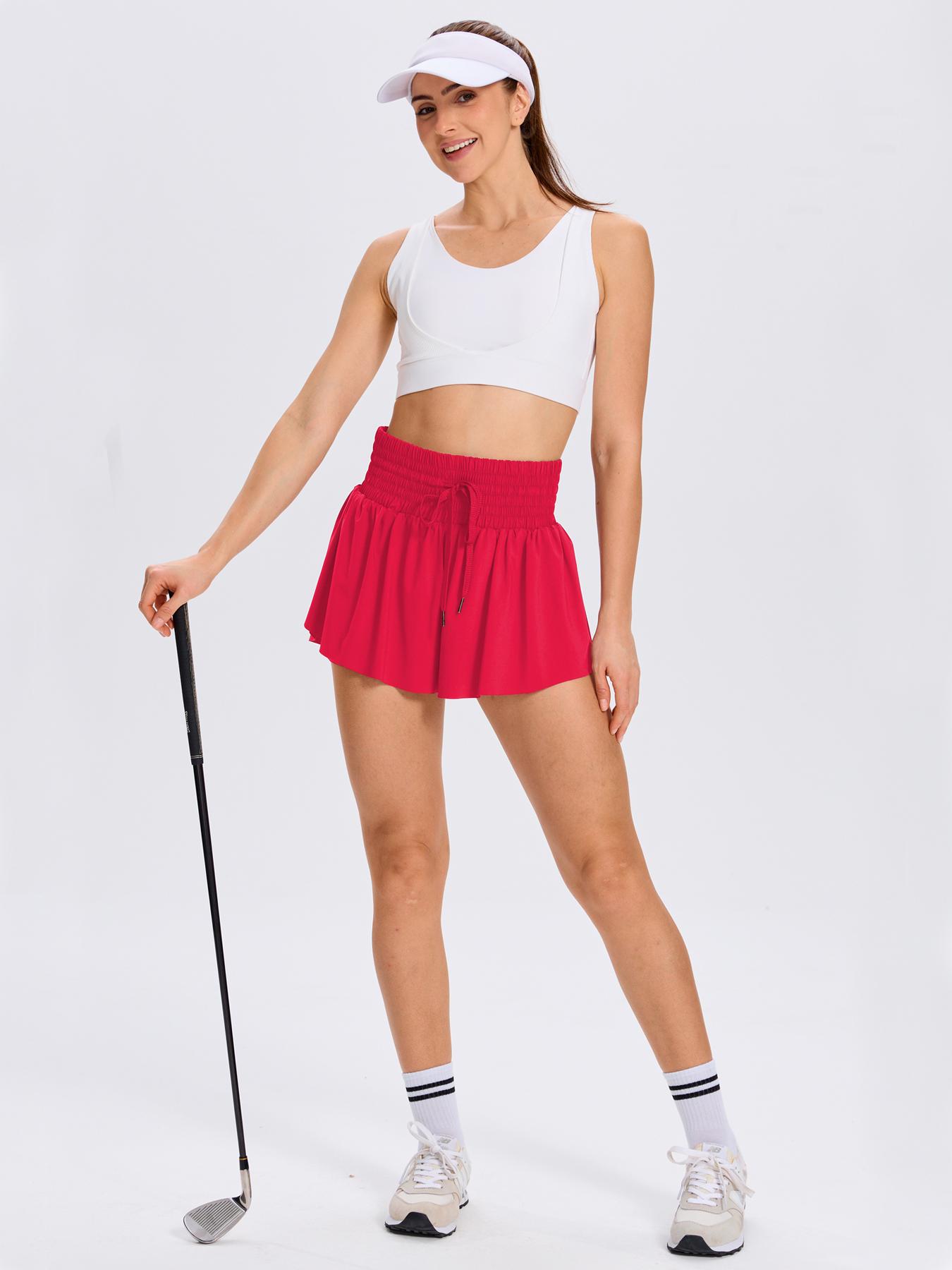 High Waisted Flowy Womens Athletic Shorts Gym Yoga Workout Running Golf Tennis Sports Active Wear Skorts Skirts With Pockets Spandex Sweat Pants Cute Lounge Clothes Casual Spring&Summer
