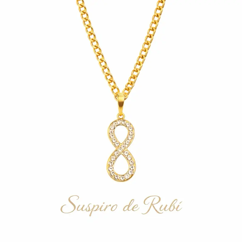 Infinity pendant with a Cuban chain 20 inches long 3 mm wide Infinity pendant with a Cuban chain 20 inches long 3 mm wide