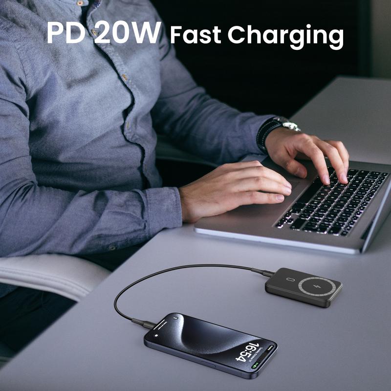Magnetic Power Bank, 10000mAh Wireless Portable Charger with LED Display, 20W PD Fast Charging, Battery Pack with USB C Output/Input, Power Bank for iPhone16/15/14/13/12 Series and more