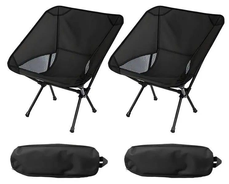 2 Pack Collapsible Camping Chair - Lightweight X-Frame Nonslip 300lb Outdoor Beach Chair, Portable Picnic Seat with Storage Carry Bag, Practical Holiday Party Gift for Backpacking, Collapsible Chair, 300Lb Chair