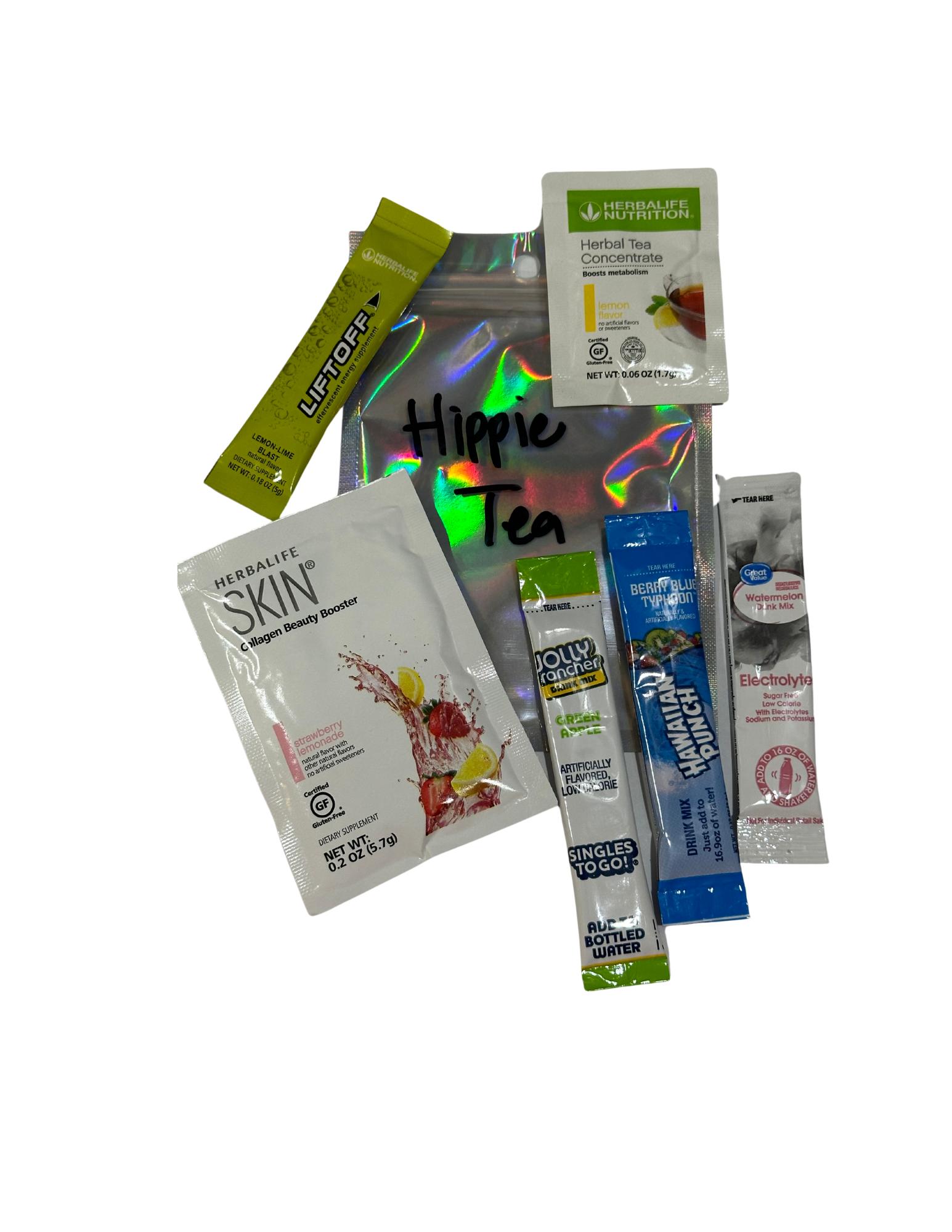 Hippie Tea No Crash Energy Tea Beverage with Collagen, Lift Off, and Drink Mix - Strawberry Lemonade Flavor Colagen