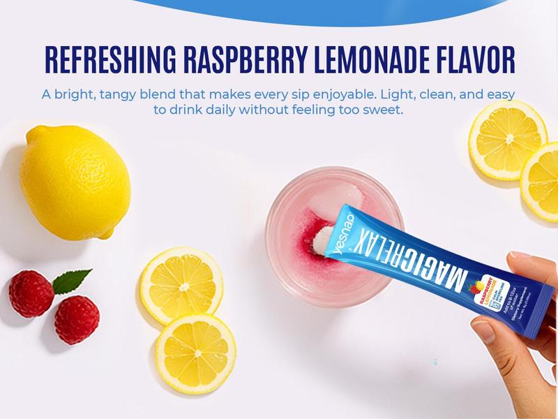 Yesnap MAGICRELAX Calming Sparking Mix with 8-in-1 Magnesium KSM-66 Ashwagandha Saffron Vitamin D3 GABA L-Theanine Supports Cortisol Balance Mood Sleep 30 Servings No Sugar Non GMO Raspberry Lemonade Flavor