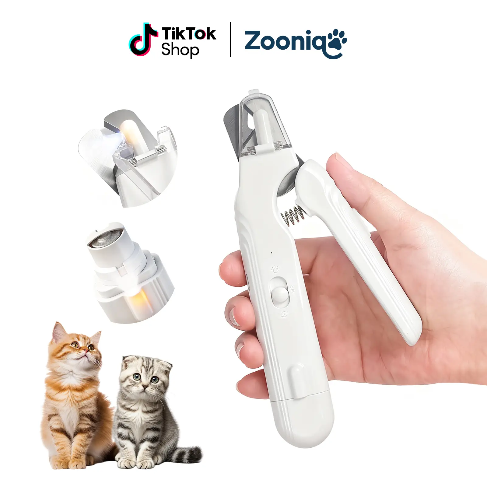 【Deal】Zooniqo 2-in-1 Dog Nail Trimmers & Dog Nail Grinder with 2 LED Lights, Ultra-Quiet, USB Rechargeable, Multiple Grinding Methods, and Splash Guard for Small, Medium, and Large Dogs & Cats (White)