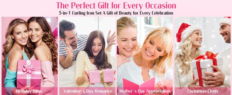 5 in 1 Curling Iron Hair,self curling iron - Beach Waves Curling Wand, Flat Iron Hair Straightener,Ionic Deep Waver Hair Curler Tool, Women Gifts,TikTokShopBlackFriday