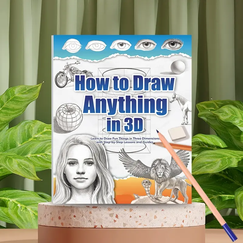 Learn How to Draw 3D in 30 Days, Master Anatomy Coloring Textures Faces Animals Fantasy Basics Easy Drawing Techniques Drawing Guides Book, activity books, Learning Activity Book, Learn to Draw Fun Things