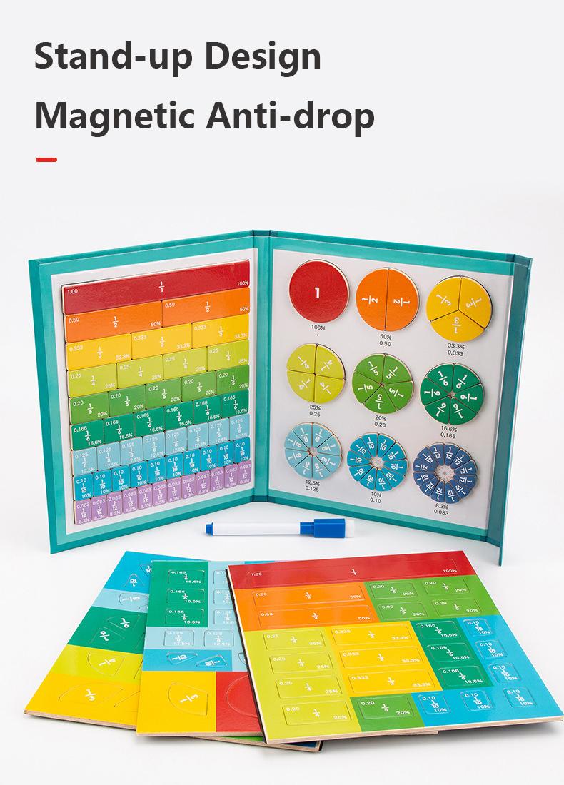 Montessori Early Education Wooden Magnetic Fractions Puzzle - Interactive Math Learning Tool for Kids