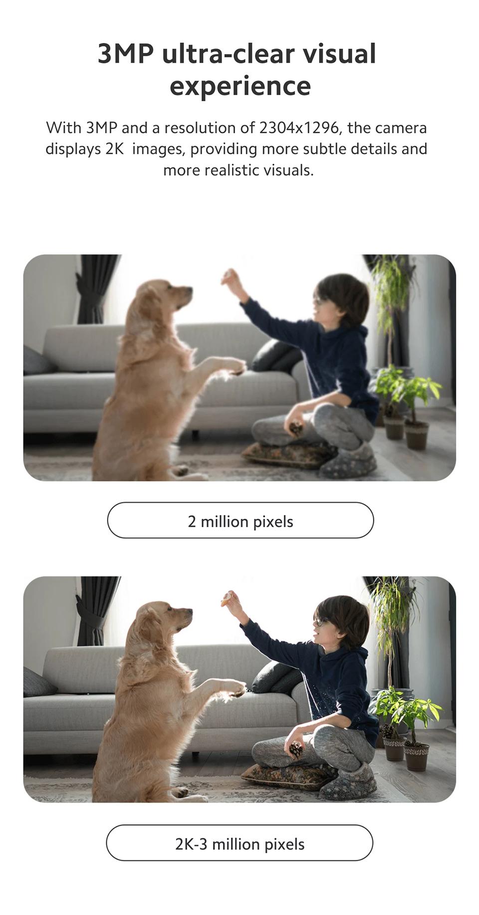 Xiaomi Smart Camera C301 Wireless 3MP ultra-clear visual experience, Human detection and active alert, Night Vision, Real-time two-way voice calls Safety Card Chip Lens