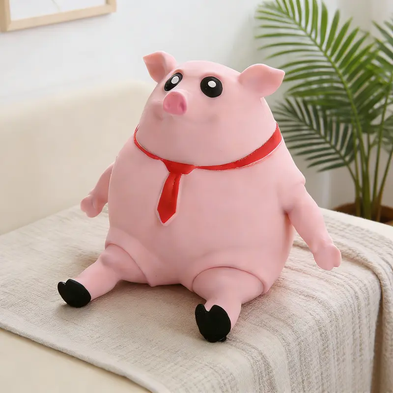 Cute and elastic pink pig plush toy | Super stress relieving toy | Creative and fun gift