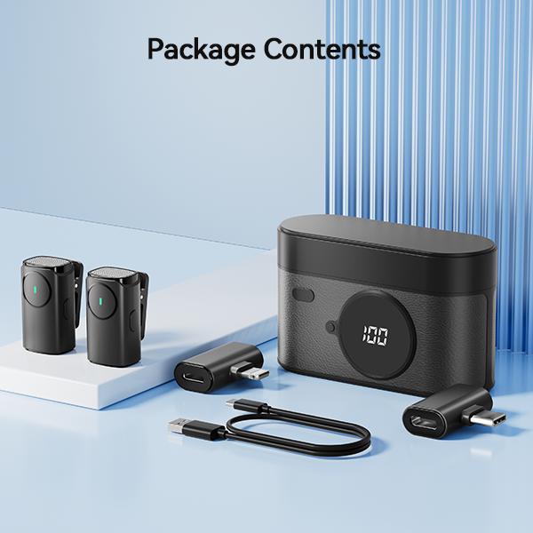 Holiday Haul Wireless Lavalier Mic with AI Denoising & One-Click ，support for iPhone  Android with charging case audio smartphone audio smartphone,For content creators