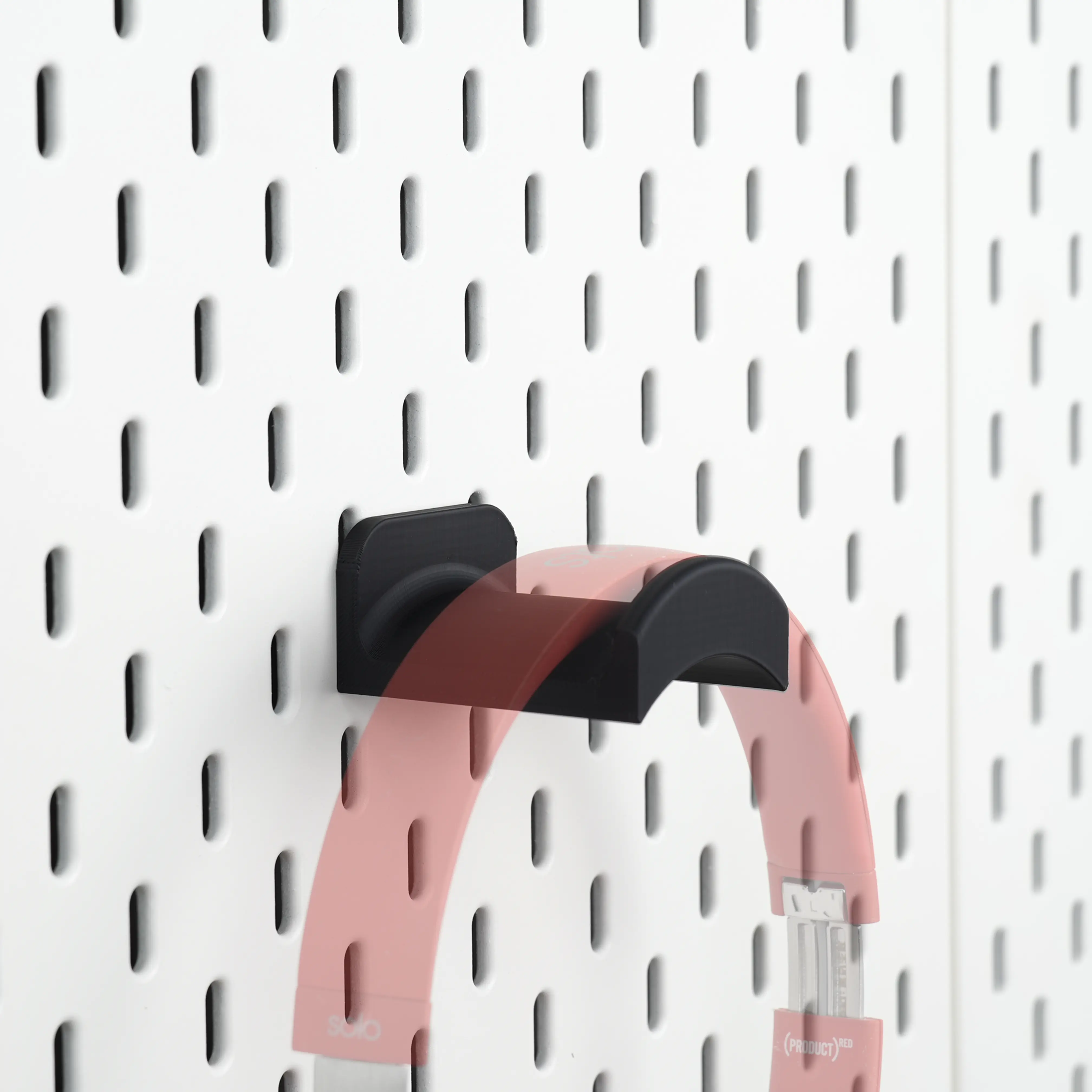 Pegboard Headphone Holder with Headphone Storage, IKEA SKADIS-Compatible Wall-Mount Hook, Gaming Headset Stand for Desk Setup Organization
