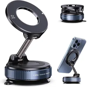 2026 New Strong Magnetic Phone Holder Mount, 360° Adjustable Foldable Vacuum Holder for Car, Desk or Bathroom, Compatible with iPhone & Android