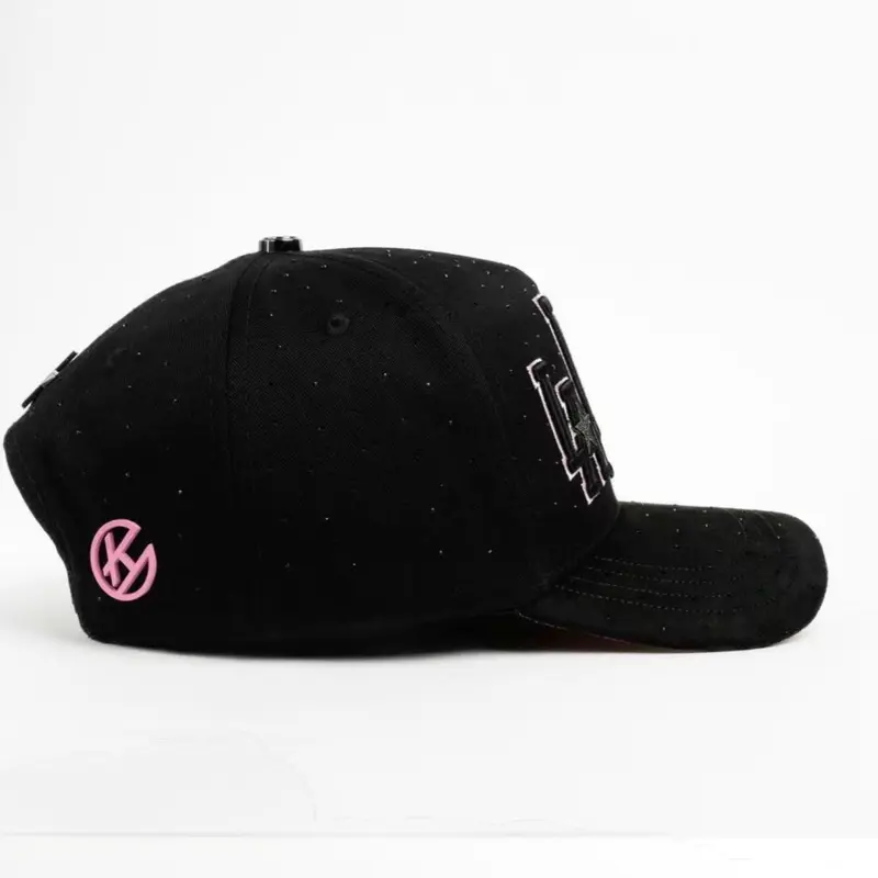 Gorra L-A -L-A Black Baseball Cap with Pink Logo and Adjustable Strap for Men and Women