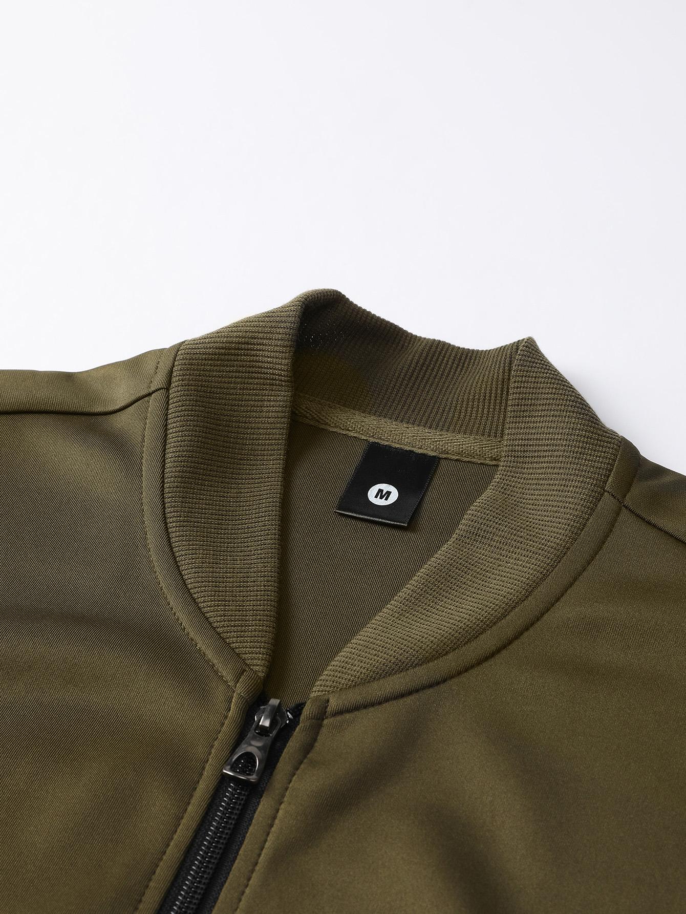 Men's Paris letter pattern colorful striped print bomber jacket with elastic waistband jogger pants two-piece set suitable for spring and autumn casual outdoor daily wear