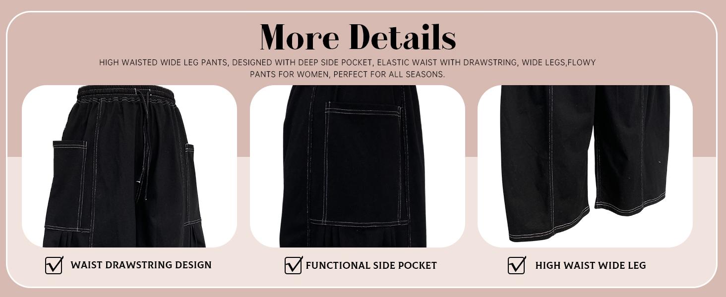 UANEO Women's cotton Wide Leg Pants Oversize Casual Loose Fit Beach Palazzo Harem Pants with Pockets Vacation summer outfits  Womenswear