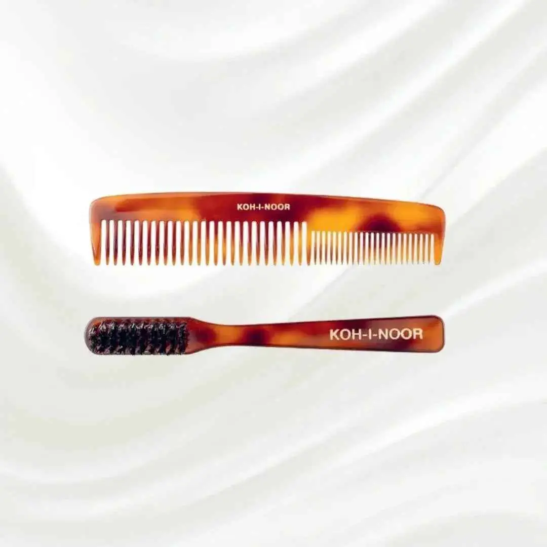 Boar Bristle Beard Set – Natural Boar Brush & Detangling Beard Comb for Daily Care
