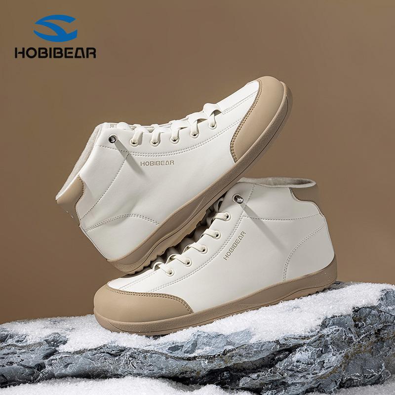 HOBIBEAR Spring/Autumn Wide Fit Synthetic Leather Mid-Top Sneakers with Plush Lining - Women's Flat Shoes