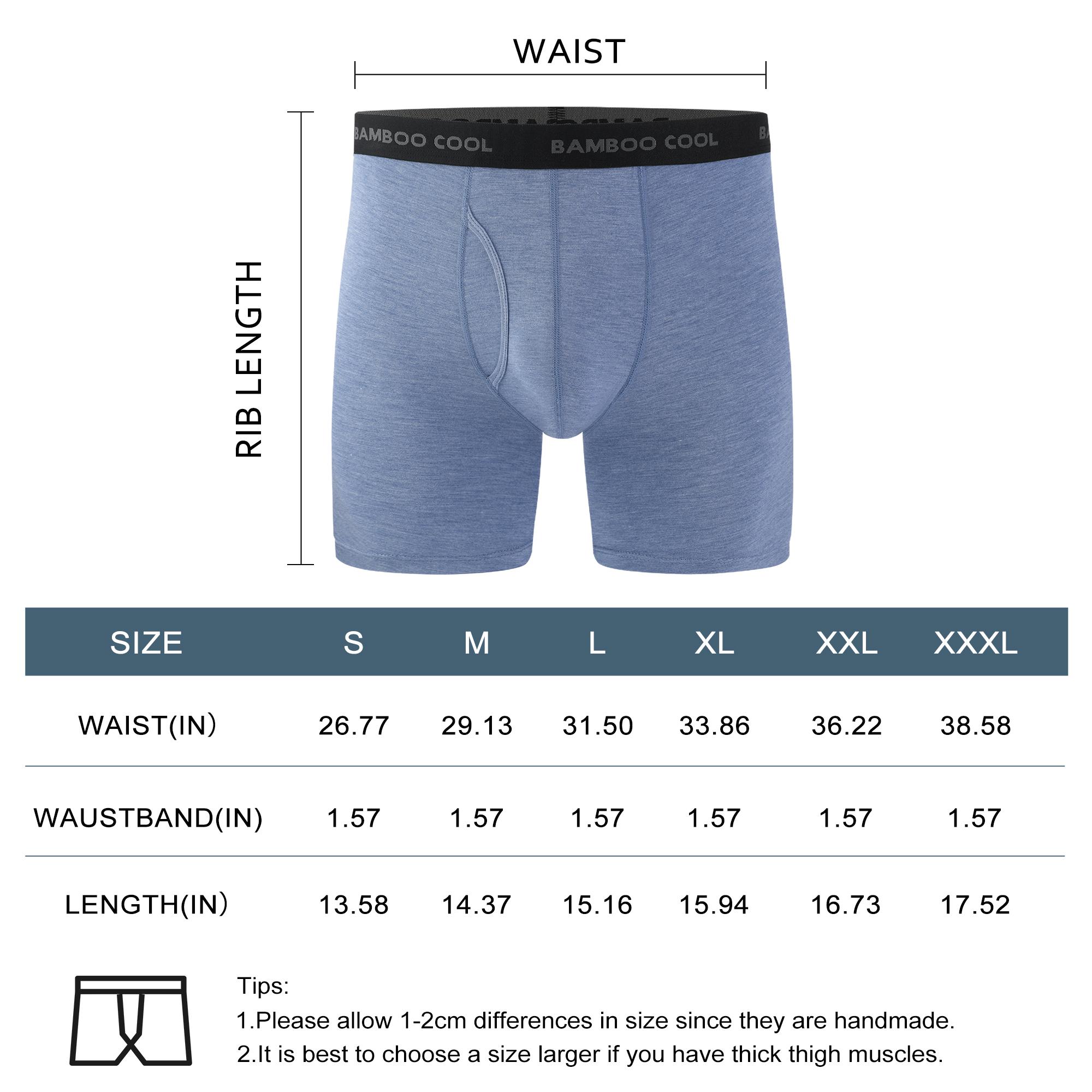 BAMBOO COOL Men's Underwear Soft Comfortable Breathable Fabric 92% Viscose 8% Spandex Pack of 4 Multiple Colors Open Fly Design for Home Exercise Travel Moisture-Wicking Boxer Briefs