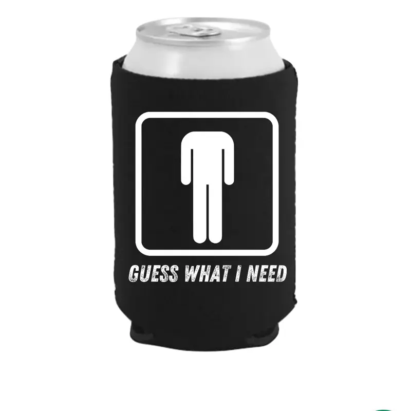 Guess what I need. Head on a black Neoprene Koozies Can Coolers for 12oz 16oz 20oz 24oz and More Premium DTF Print Heat Pressed One Sided Funny Unhinged Designs Great for Men Women Gifts hunting outdoors Stylish Drinkware Drink