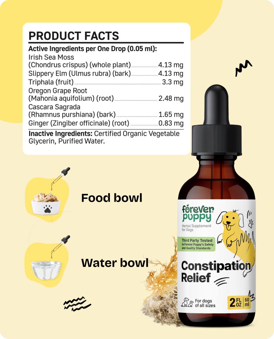 Constipation Relief for Dogs - Stool Ease Dog Supplements - Sea Moss & Slippery Elm for Digestive Health - Fiber Vitamins and Supplements for Constipation - All Breeds & Sizes - 2 oz