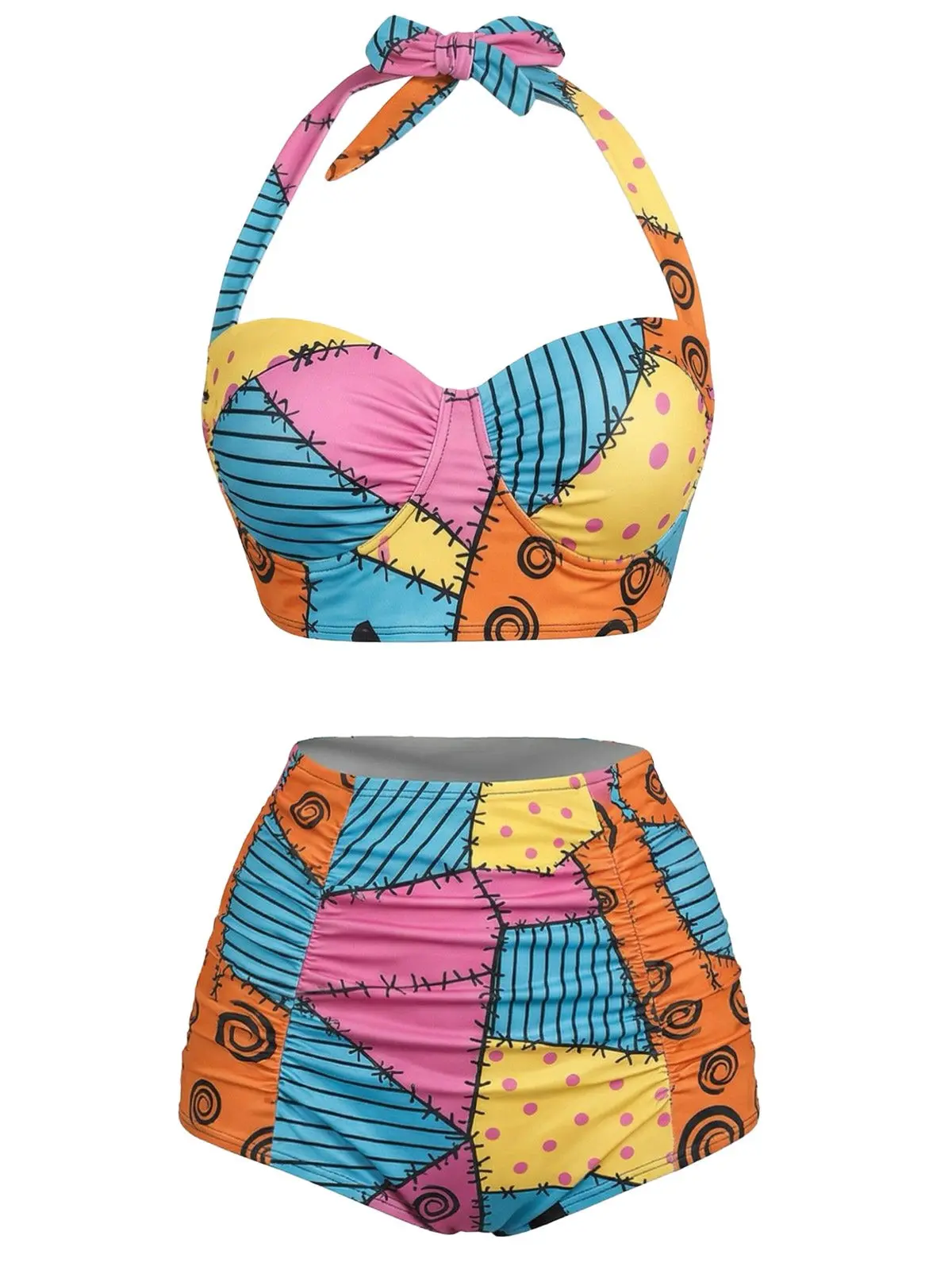 1950s Sally Lace-Up Halter Swimsuitsummer outfits beach essentials vacation outfits Fashion Beachwear Swimwear BackToSchool