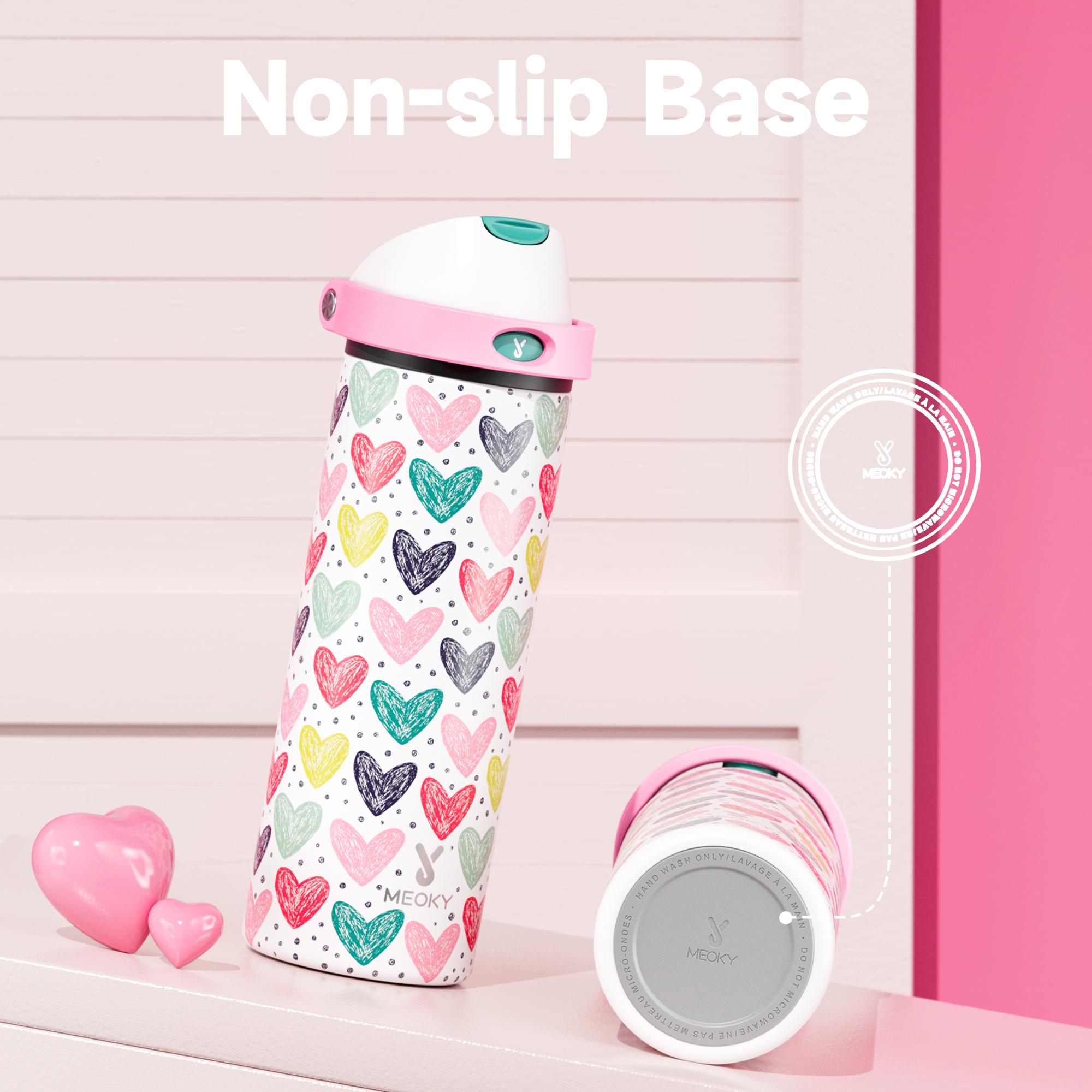 MEOKY 24oz Insulated Water Bottle, Hot Water Mug,2-in-1 Straw & Spout Lid, Leak-Proof, Non-Slip Base, BPA-Free,Travel, School, Office,Valentine’s Day Gift