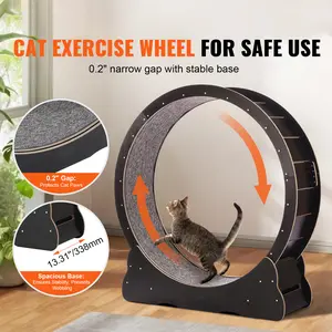 Cat Exercise Wheel 43.3" Large Cat Treadmill Wheel for Indoor Cats Black