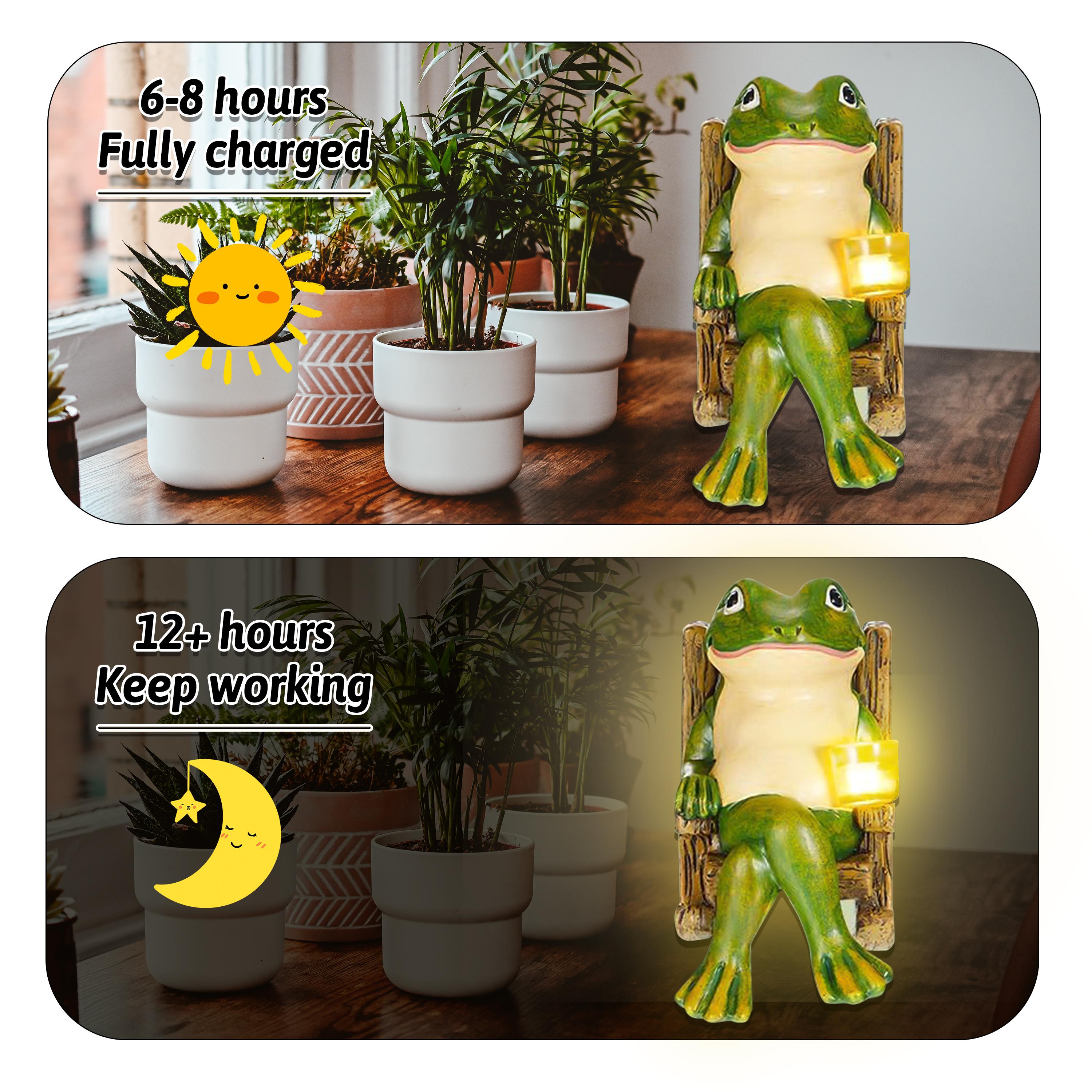 Solar-Powered Frog Toy Night Light, Outdoor Cute Statues Decor - Easy To Insall Durable Home Decor Frog Decor LED Lights for Boys & Girls Perfect Holiday Gift