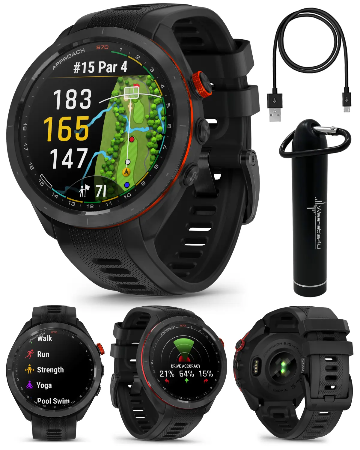 Garmin Approach S70 Premium Golf GPS Smart Watch, Ceramic Wearable Device with Activity Monitoring Features