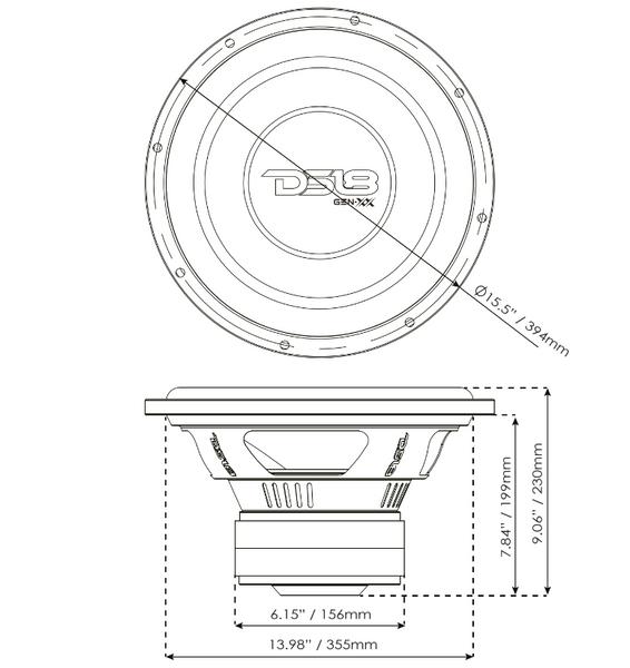 GEN-XX 15" High Excursion Subwoofer Double Stacked Magnets 600 Watts Rms DVC  4-Ohm (GEN-XX15.4DHE)