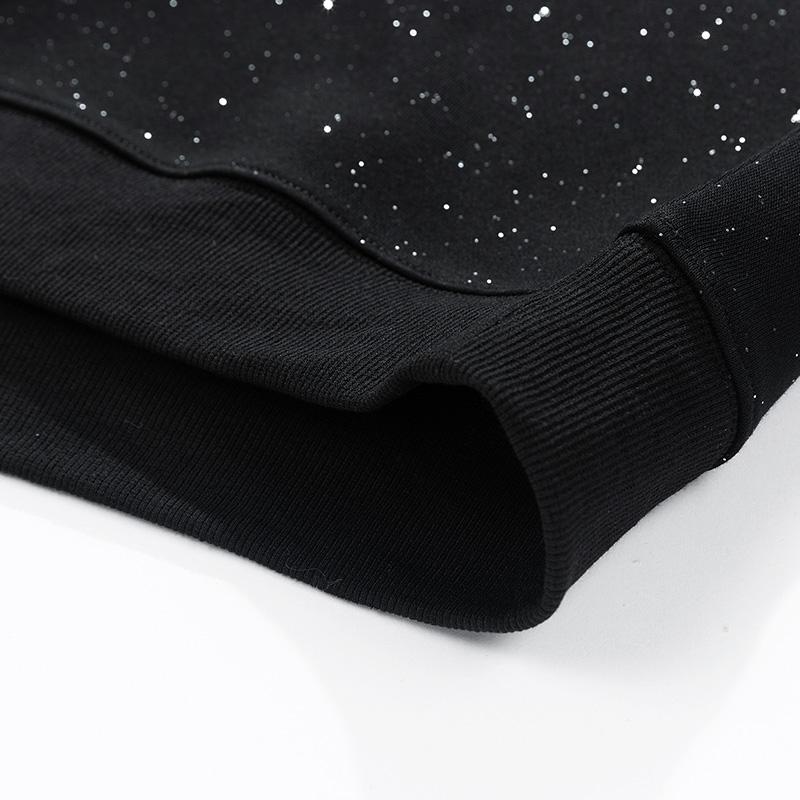 Casual Crew Neck Sweatshirt with Sparkling Star Design, Long Sleeve, All-Season Comfort, Casual Wear, Casual Attire, Everyday Style, Trendy Sweater