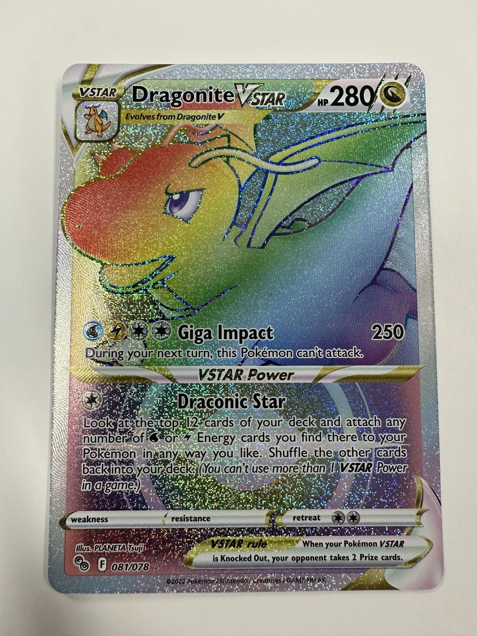 dragonite v star pokemon go card & Vstar 050/078 - (You cant use more than 1 VSTAR Power in a game.) Weakness None None Resistance None None Retreat Cost Dragonite VSTAR (Secret Rare /
