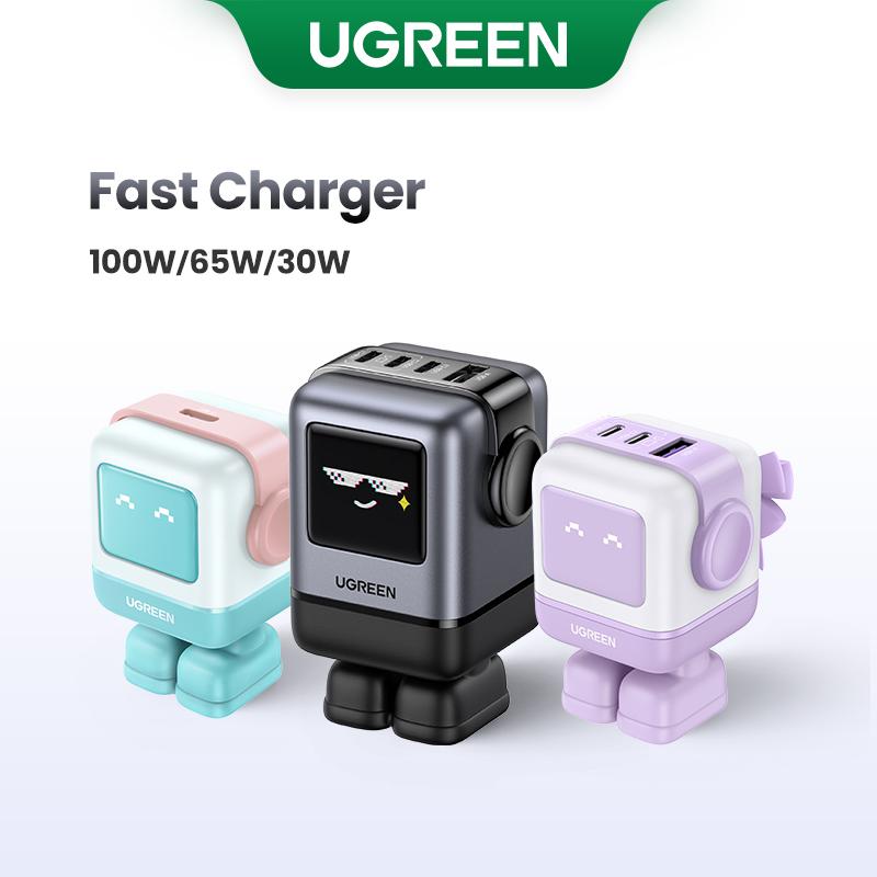 UGREEN Uno 100W/65W/30W/USB C Charger 3/4-Port Robot GaN Fast Charger PPS PD3.0 for iPhone 17 16 15 14 Pro Max, Galaxy S24/S23 Ultra, Fast Charge for Laptop Macbook Air-Black Friday Electronic Charging,TikTokShopBlackFriday ,TikTokShopJumpstartSale