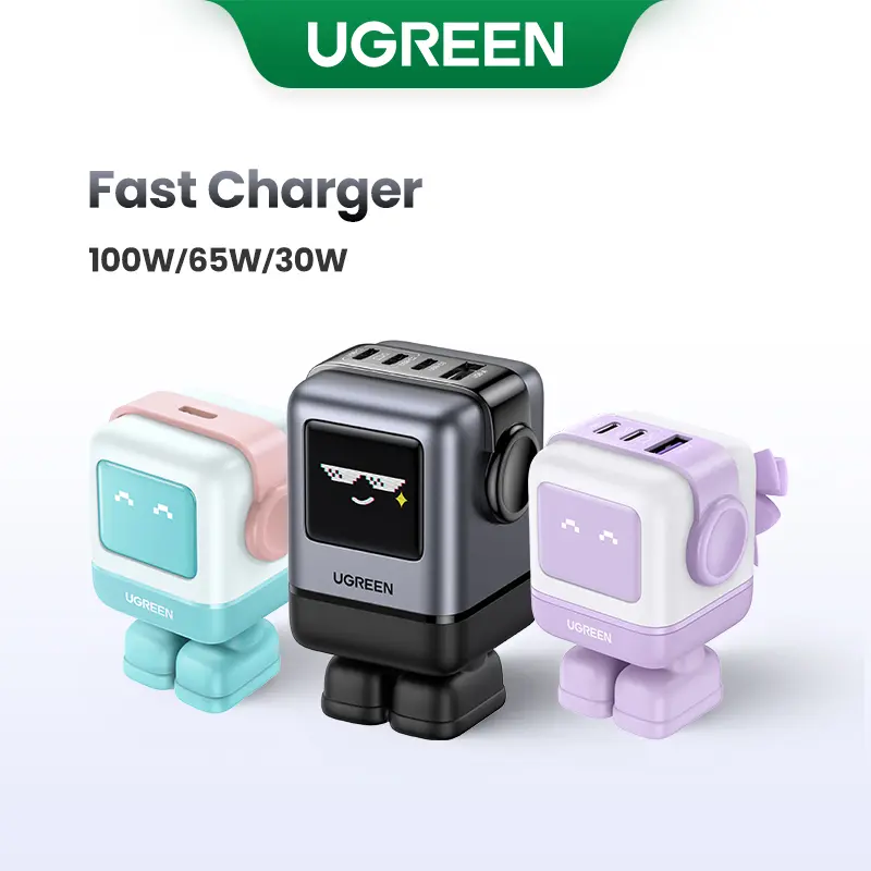 UGREEN Uno 100W/65W/30W/USB C Charger 3/4-Port Robot GaN Fast Charger PPS PD3.0 for iPhone 17 16 15 14 Pro Max, Galaxy S24/S23 Ultra, Fast Charge for Laptop Macbook Air-Black Friday Electronic Charging,TikTokShopBlackFriday ,TikTokShopJumpstartSale