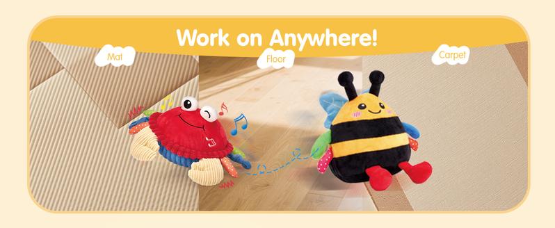 Hahaland Musical Interactive Dancing Crab/Bee Plush Toy - 48 Songs & Recording Feature - Walking Moving Bouncing Crawling Toddler Toy 1-3 Baby Toy 0-3-6-12-18 Months Birthday Christmas Valentine's Day Gifts for Kids