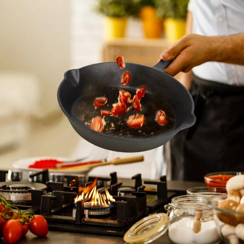 3pcs Heavy-Duty Pre-Seasoned Cast Iron Skillet Set - Non-Stick - Cookware with Ergonomic Handle, Even Heat Distribution for, Searing, Frying - Compatible with Stovetop, & Induction Burners (Indoor/Outdoor Use) 3pcs Heavy-Duty Pre-Seasoned Cast Iron Skillet Set - Non-Stick - Cookware with Ergonomic Handle, Even Heat Distribution for, Searing, Frying - Compatible with Stovetop, & Induction Burners (Indoor/Outdoor Use)